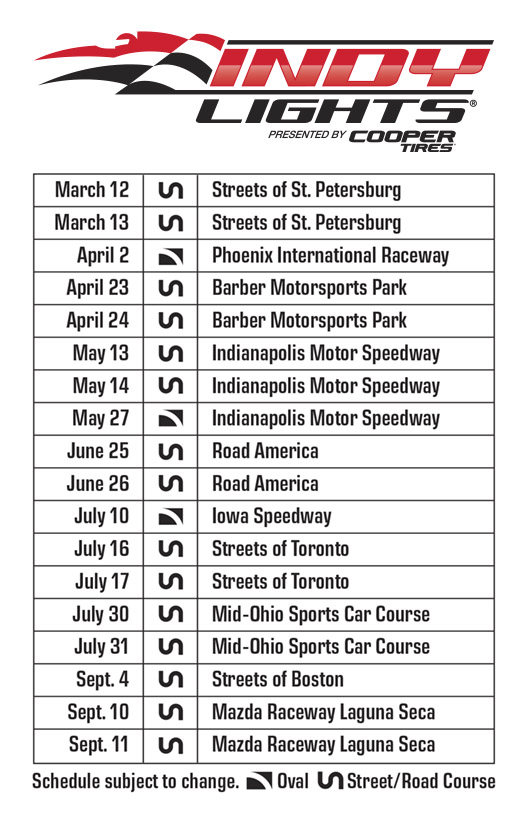 Indy Lights 2016 Schedule
