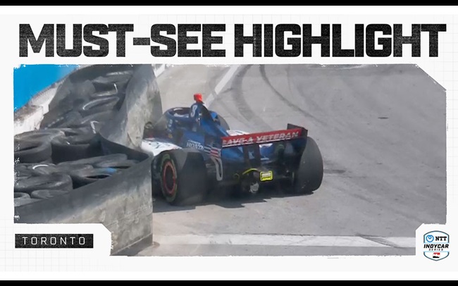 Linus Lundqvist Piles into Turn 8 Tire Barrier at Toronto